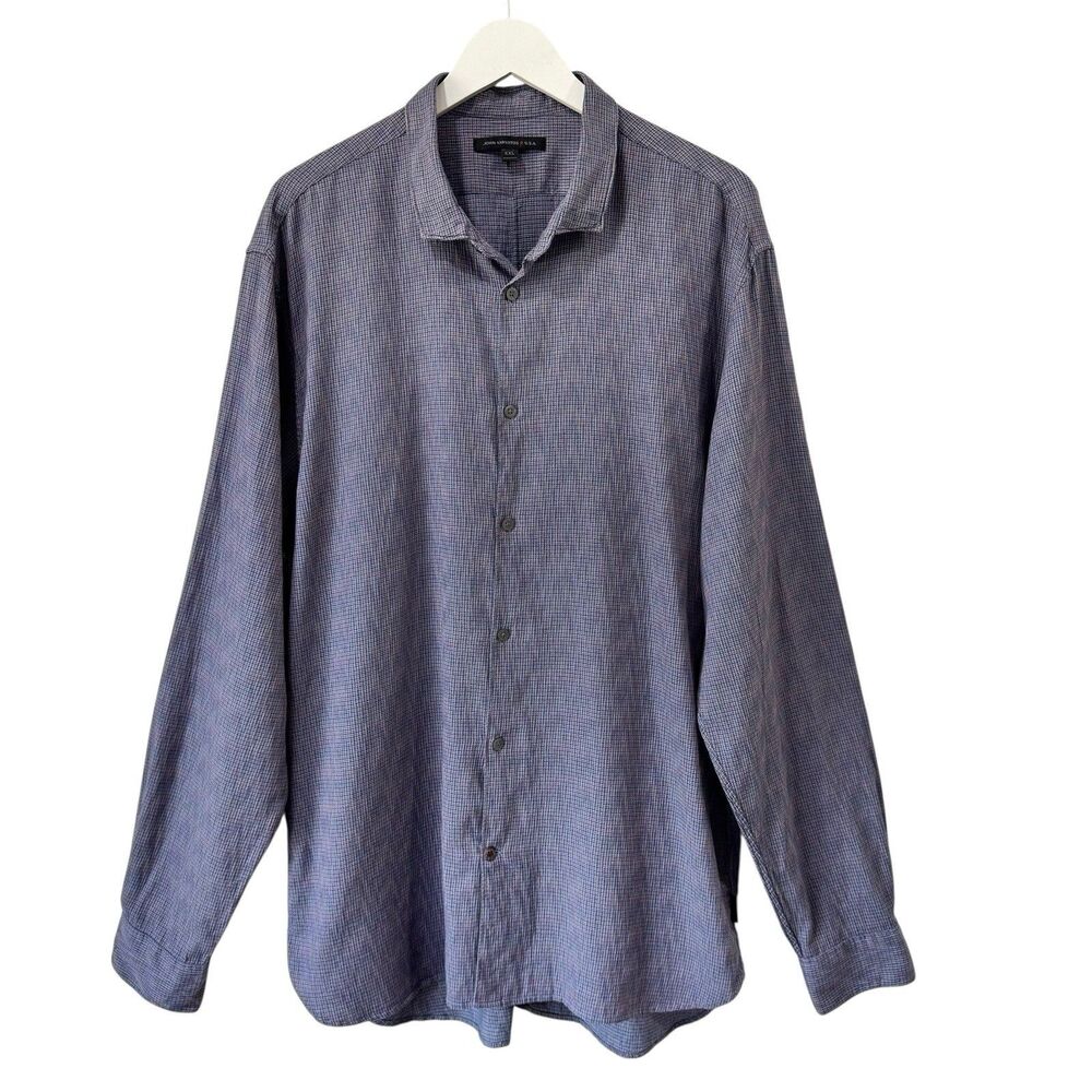 John Varvatos Ashten Star Sport Shirt Textured Woven Cotton Hyacinth Blue XXL